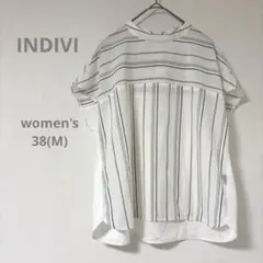 【インディヴィ】半袖 Tシャツ カットソー フレンチスリーブ サイズ38 白