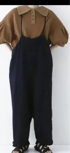 nest Robe ネストローブリネンプチフリルサロペット ネイビー