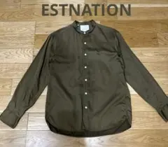 ESTNATION エストネーション　シャツ　スタンドカラー　カーキ　S