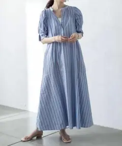mystic ミスティック パフスリーブシャツワンピース