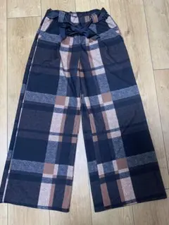 【美品】チェック柄ワイドパンツ サイズF