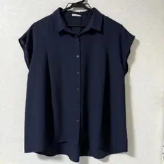 【美品】GU エアリーシャツ 半袖 ネイビー Mサイズ