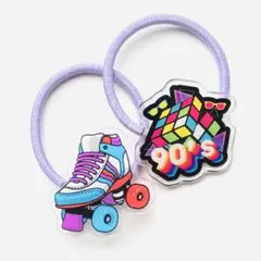 no554 レトロ80’sプレートヘアゴム1本 ハンドメイド