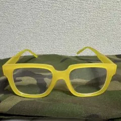イエロープラスチックスクエアメガネ　カートコバーン