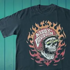 Harley-Davidson スカル Tシャツ ヴィンテージ加工ブラック
