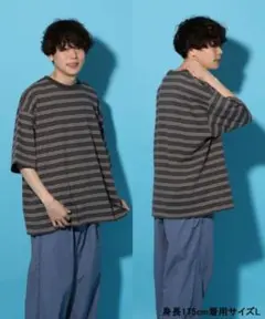 ニコアンド nikoand USAコットンショートスリーブTシャツ L ボーダー