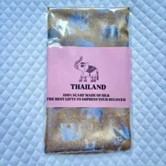 タイ製 100%シルク スカーフ ゴールド