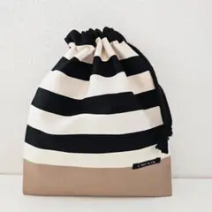 コップ入れ・コップ袋・巾着★ハンドメイド　ボーダー柄①
