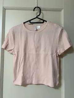 【新品】リブ素材 ピンク 半袖Tシャツ M