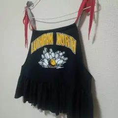 古着リメイクTシャツ　キャミソール　黒切り替え