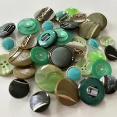 ヴィンテージボタンセット グリーン系34個セット　13〜23mm