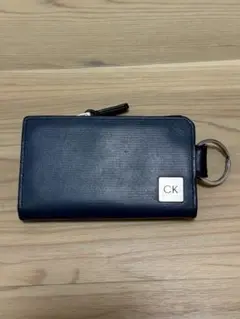 CK カルバンクライン　ネイビー レザー キーケース