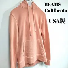 USA製 BEAMS パーカー 長袖 裏ボア オレンジ ピンク 無地 Sサイズ