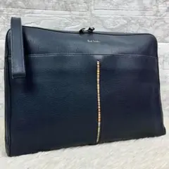 【未使用級】 ポールスミス マルチストライプ レザー　クラッチバッグ A4収納可