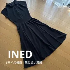 更にお値下げ美品INED濃紺 ニットポロワンピース 半袖