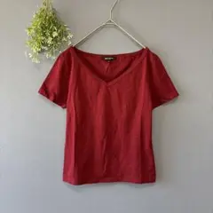 コムサデモード［M］日本製　ハリ艶高見え　コットン混ゆるVネック薄手半袖Tシャツ