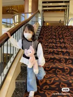 【美品】okaidi デニムパンツ 104cm ライトブルー