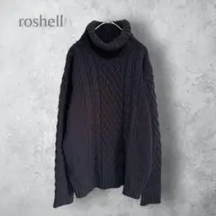 【roshell ロシェル】メンズ　ローゲージケーブルニット　タートル　洗える