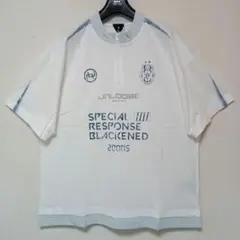 UNLOOSEハーフジップシャツ新品未使用y2kサッカーシャツ半袖ホワイトXL