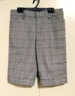 グレンチェック柄ハーフパンツ グレー×ピンク