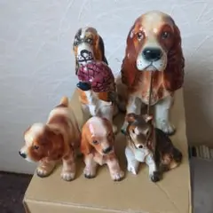 犬の陶器　置物セット