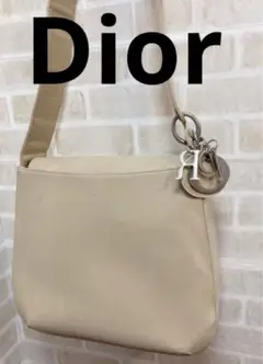 良品 クリスチャンディオール DIORロゴチャーム 本革 ショルダーバッグ