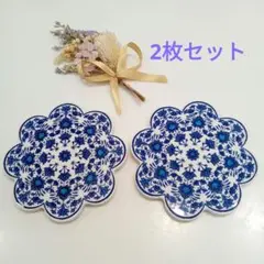 ★新品　コースター　２枚セット　タイル　トルコ雑貨　花瓶敷　陶器プレート