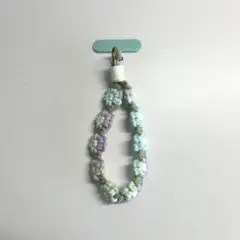スマホストラップ　フラワー編み