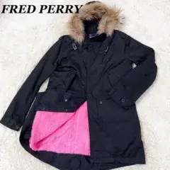 【希少】FRED PERRY モッズコート ピンク ラクーンファー 月桂樹ロゴ