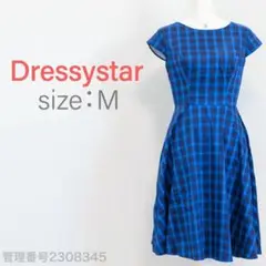 【美品】ドレッシースター　清楚系の王道チェック柄ひざ丈ワンピース　ボートネック