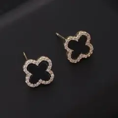大人気♡　S925　ピアス　アクセサリー　ゴールド　韓国　クローバー　ストーン
