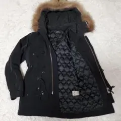 美品 エディフィス ファーフード ジャケット 2way 裏地キルティング 黒 M