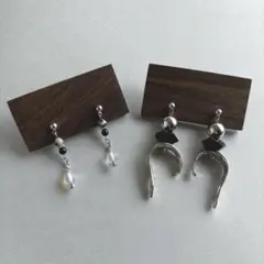 ハンドメイドピアス 2点セット売り シルバー系