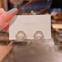 贈り物にも♡　レディース　S925　ゴールド　ピアス　パール　ストーン　上品