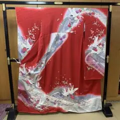 振袖⑪赤 鶴 美品 正絹