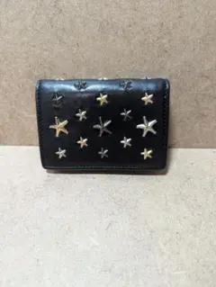 【美品】JIMMY CHOO 星型スタッズ 黒 レザーミニ財布