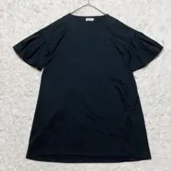 【LEPSIM】レプシム◇半袖 フリル袖 チュニック シンプル ブラック F