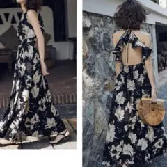 美麗　バックフリル 花柄　リゾートワンピース ロングワンピース