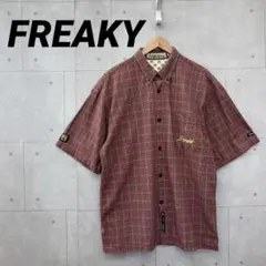 FREAKY フリーキー 半袖シャツ 刺繍ロゴ ヒップホップ XL ボルドー