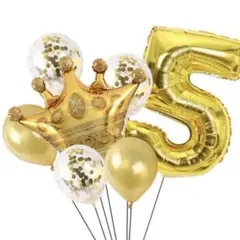 数字バルーン ゴールド 誕生日パーティー　記念日 アルミ風船の数字5