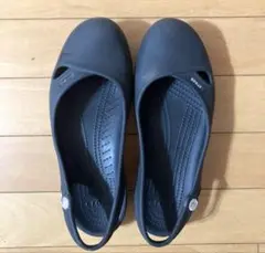 crocs ブラック サンダル レディースWサイズ