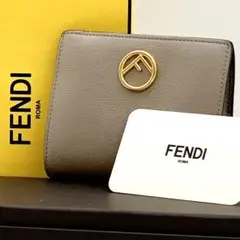 美品 FENDI エフイズ 二つ折り財布 レザー ゴールド おいど色