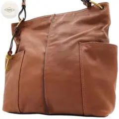 美品✨️フォッシル　ショルダーバッグ　レザー　ブラウン
