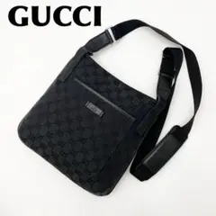 GUCCI ショルダーサコッシュ キャンバス レザー ブラック ななめがけ