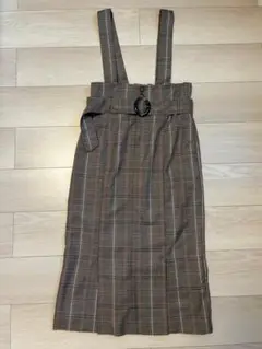 【ナノユニバース】サスペンダー付きスカート　チェック柄