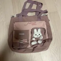 ピンクバッグ ウサギ付き 中型