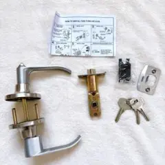 ドアノブ 鍵付き ロック ドアレバー 交換用 室内 DIY 25~45mm適用