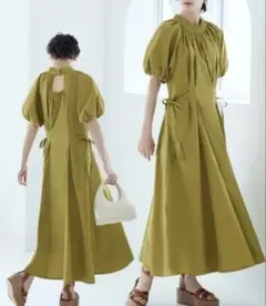 ruirue boutique サイドリボンウエストタックワンピース　LL