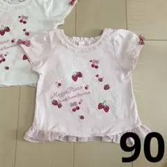 【最終価格】90サイズ♡ピンクメゾピアノいちご柄Tシャツ