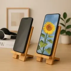 スマホスタンド 木製 充電可能 折りたたみ式 卓上 iPhone 対応 軽量